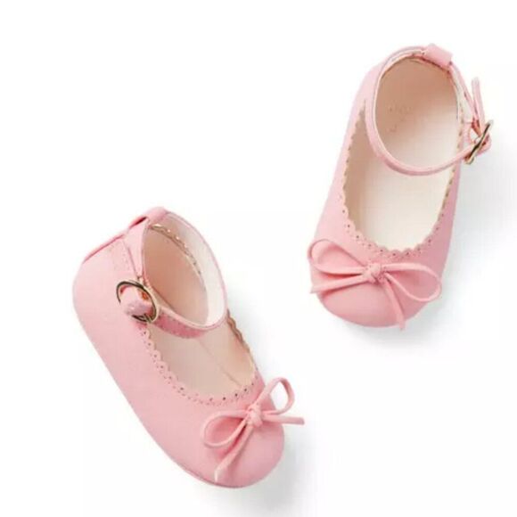 Janie and Jack 100049330 Newborn Ballet Pink Baby Bow Ballet Flat  size 0-3 m - Picture 1 of 7